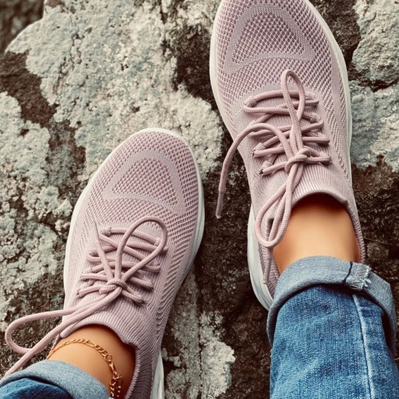 Mauve Purple Knit Lace Up Sneaker - Picture 3 of 5